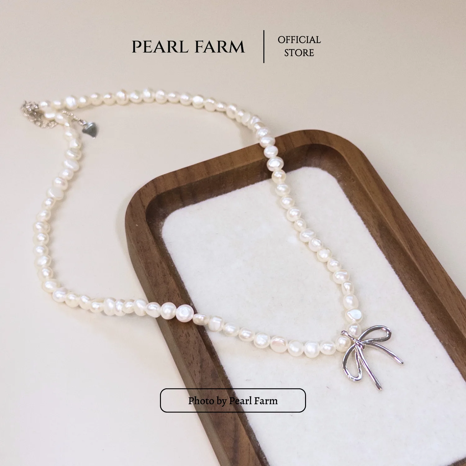 Chuỗi Cổ Ngọc Trai Xu Dị 5-6mm Mix Charm Nơ Titan - Ảnh 13