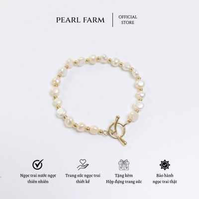 Lắc Tay Ngọc Trai Chốt OT Cong Mix Bi Vàng