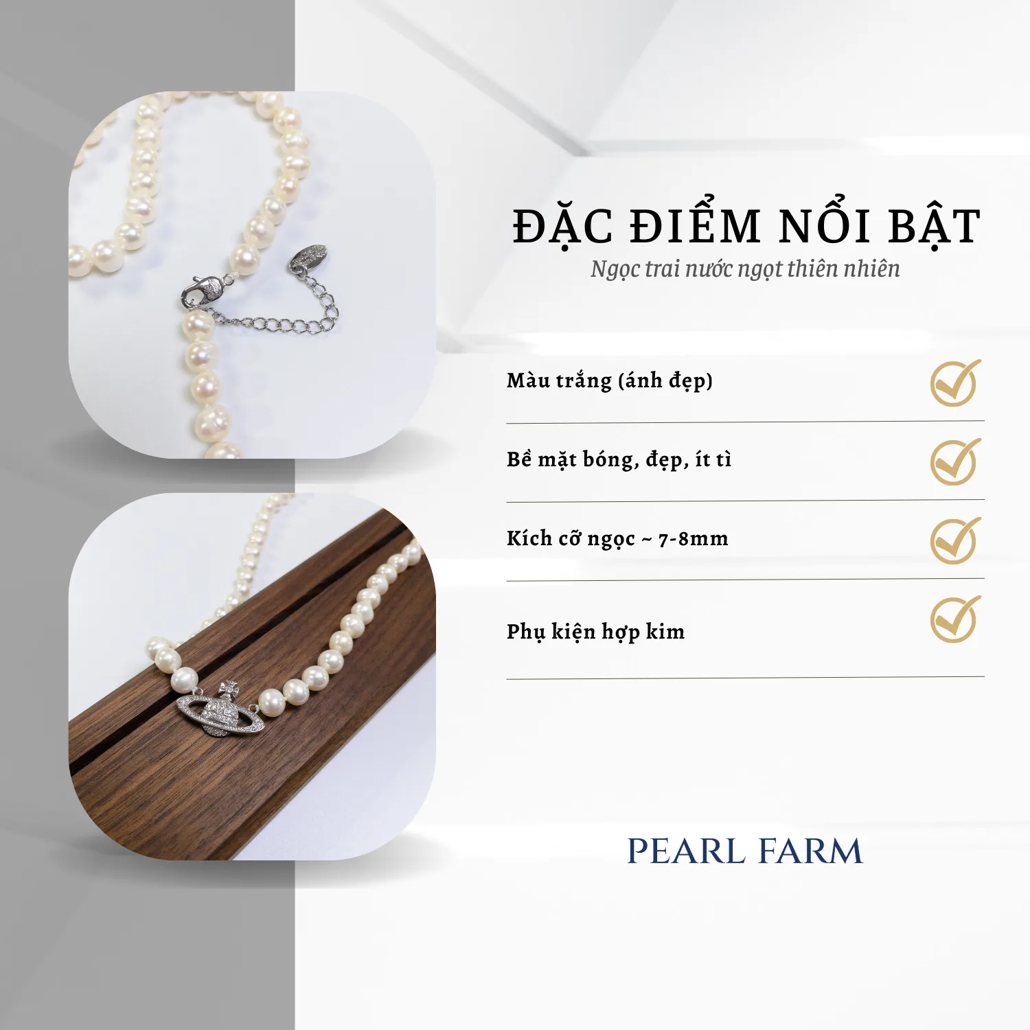 Bộ Trang Sức Ngọc Trai Mặt Charm Vũ Trụ - Ngọc oval 7-8mm - Ảnh 4