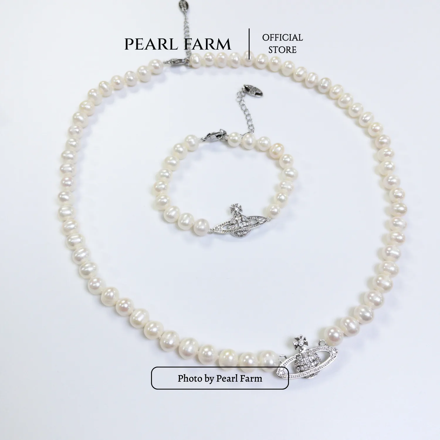 Bộ Trang Sức Ngọc Trai Mặt Charm Vũ Trụ - Ngọc oval 7-8mm - Ảnh 5