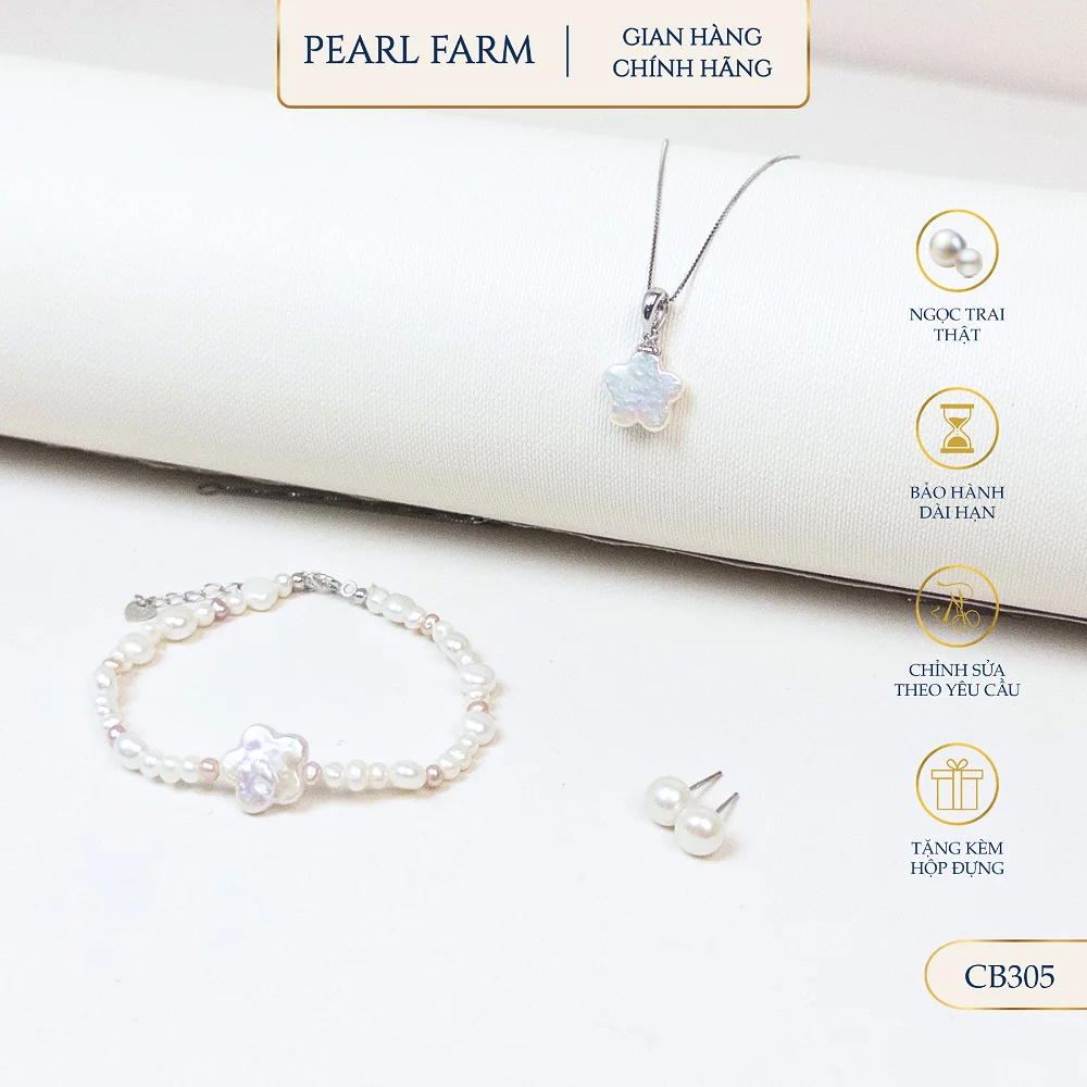Bộ 3 Món Hoa/Sao Bạc Nụ Bán Cầu 6mm Pearl Farm - CB305 - Ảnh 3
