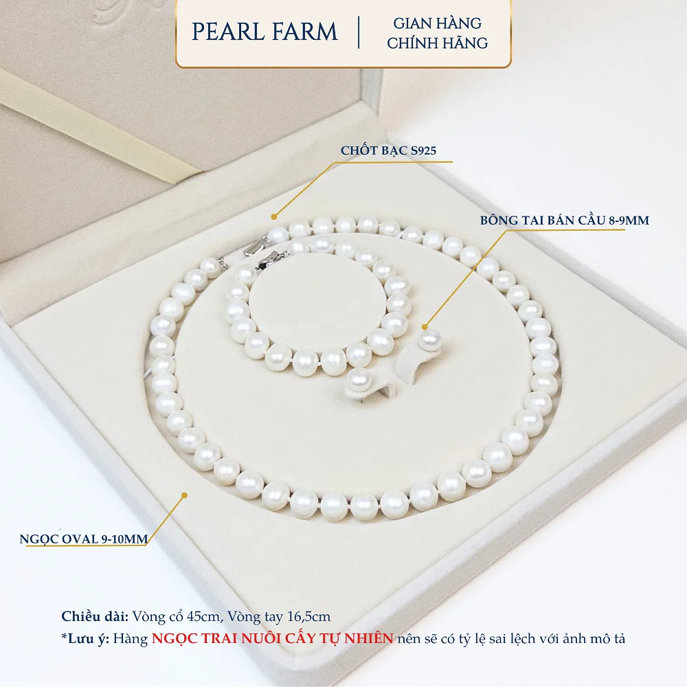 Bộ Vòng Ngọc Trai OVAL 9mm Ít Khuyết Điểm Tự Nhiên - S03 - Ảnh 2
