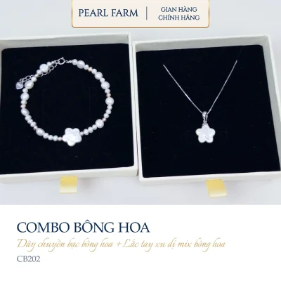 Bộ Dây Chuyền Và Vòng Tay Bạc S925 Ngọc Trai Bông Hoa - CB202