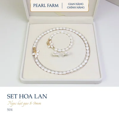 Bộ Trang Sức Ngọc Trai Hoa Lan Ngọc Gạo 8-9mm - S04