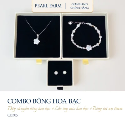 Bộ hoa/sao bạc nụ bán cầu 6mm Pearl Farm - CB305