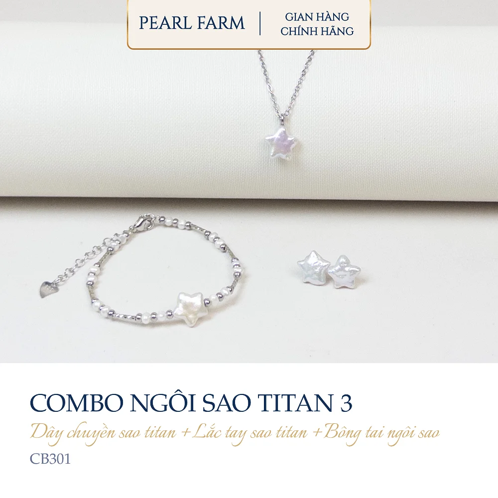 Bộ 3 Món Trang Sức Ngôi Sao Titan Ngọc Trai - CB301