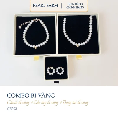 Bộ 3 Món Trang Sức Ngọc Trai Phối Bi Vàng - CB302