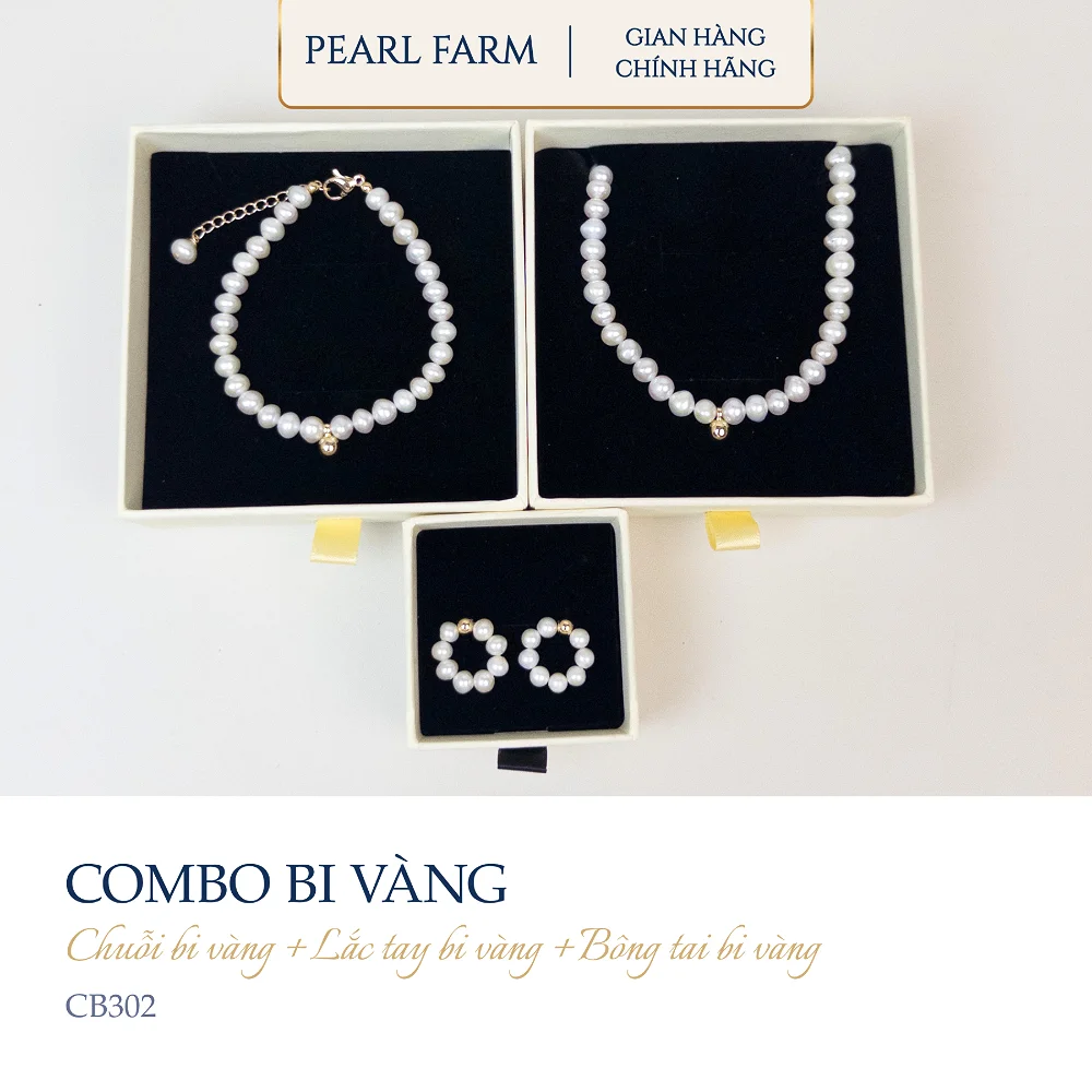 Bộ 3 Món Trang Sức Ngọc Trai Phối Bi Vàng - CB302