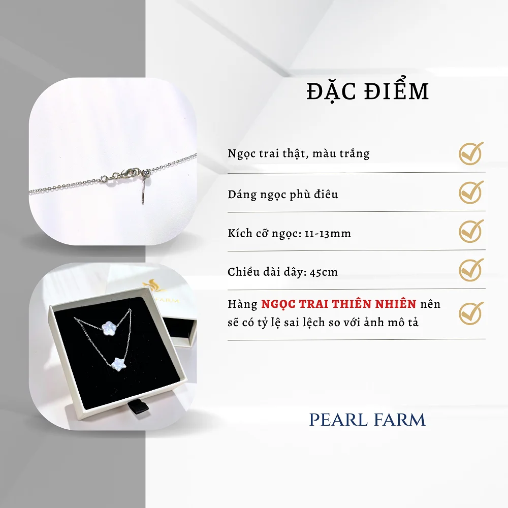 Dây Chuyền Titan Xuyên Tâm Ngọc Trai Phù Điêu Hình Ngôi Sao Và Bông Hoa - Ảnh 4
