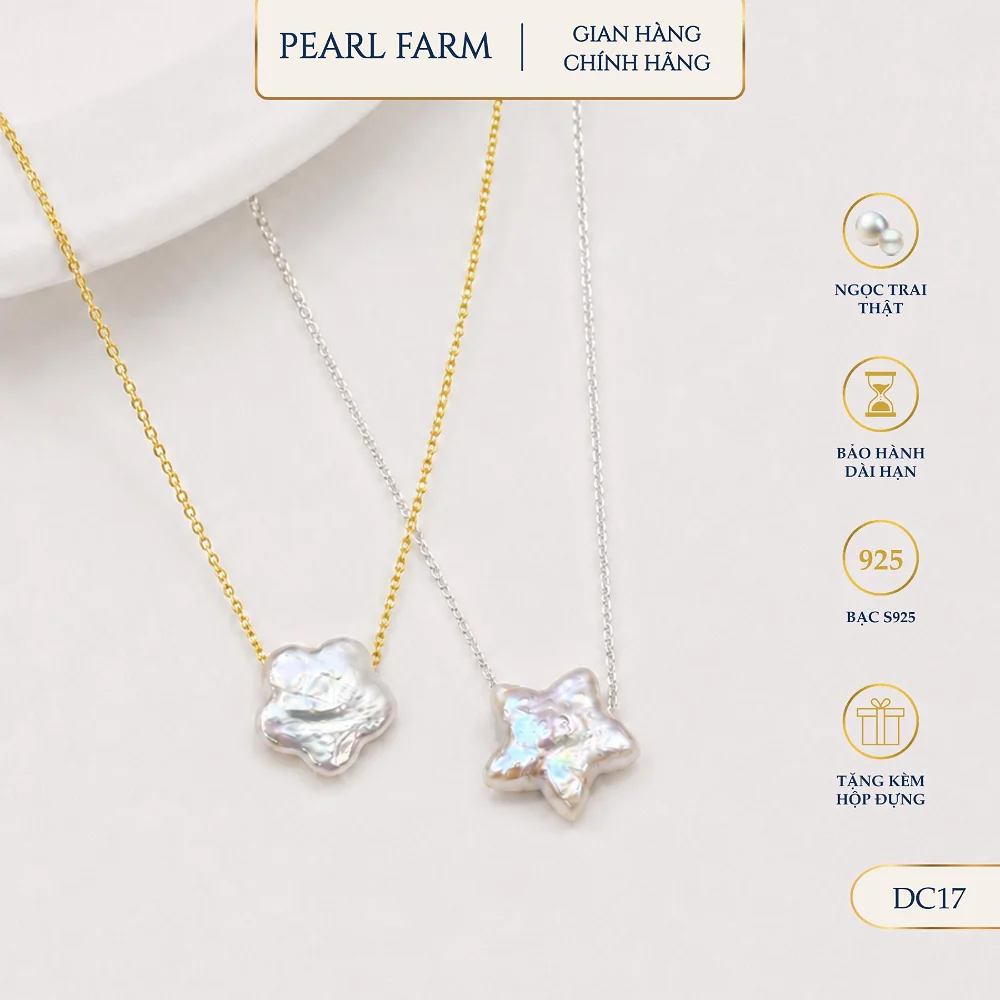 Dây Chuyền Titan Xuyên Tâm Ngọc Trai Phù Điêu Hình Ngôi Sao Và Bông Hoa