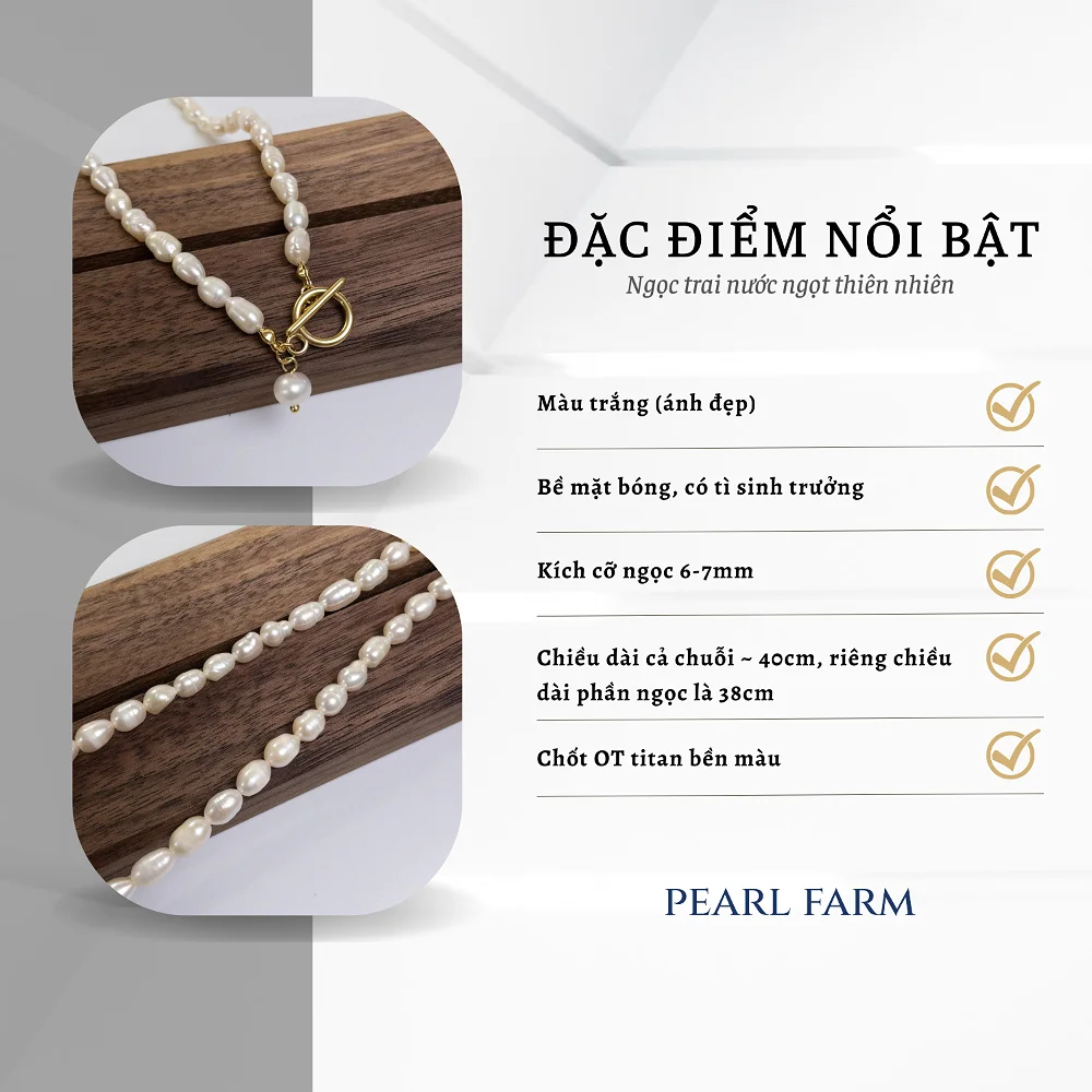 Chuỗi Dây Chuyền Ngọc Trai Khóa OT Titan Có Tì - C11 - Ảnh 3