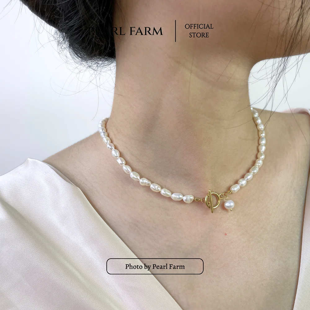 Chuỗi Dây Chuyền Ngọc Trai Khóa OT Titan Có Tì - C11 - Ảnh 2
