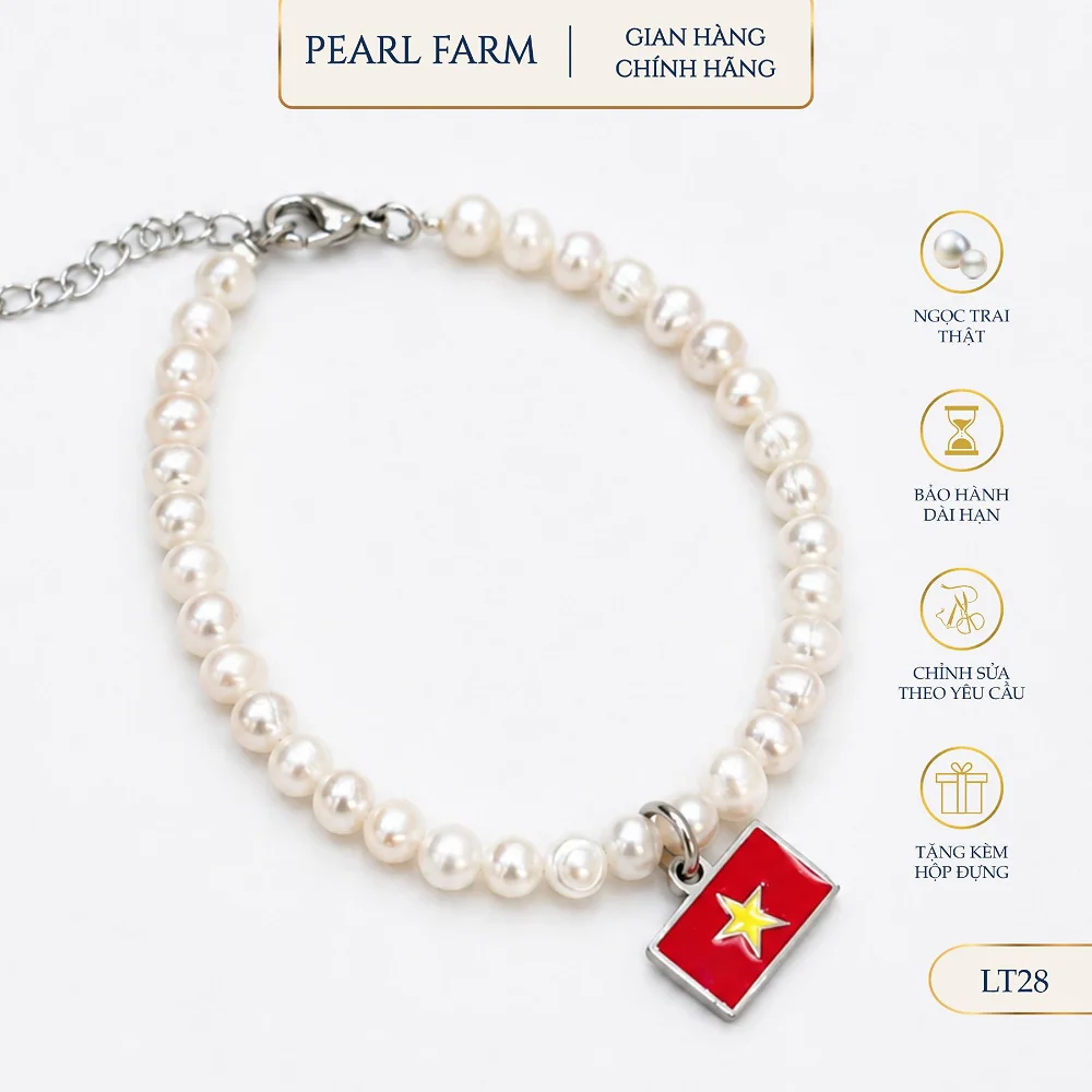 Lắc Tay Ngọc Trai Oval 4-5mm CÓ TÌ Mix Charm Cờ Việt Nam - Ảnh 5